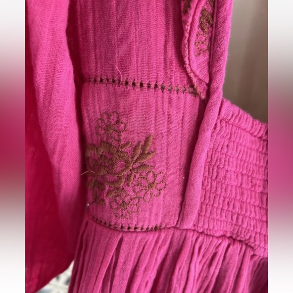 Free People Lovers Lane Pink Cotton Gauze Maxi Dress Size Small - Picture 14 of 16